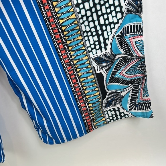 NWT Jealous Tomato Wide Leg High Waist Palazzo Pants Colorful Resort Tribal M - Picture 5 of 7